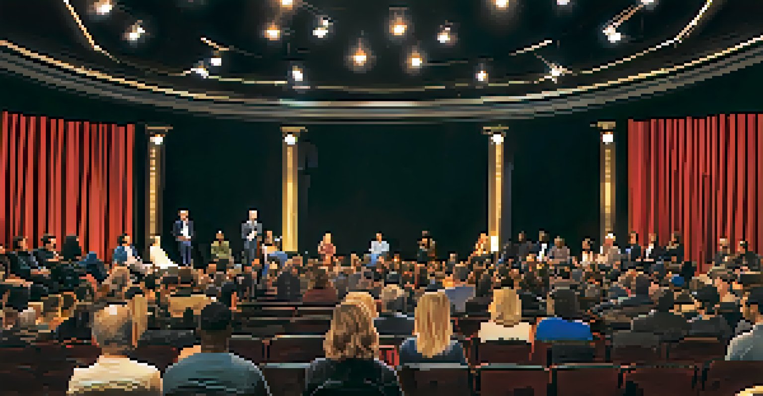 A diverse panel of filmmakers in a Q&A session at the New York Film Festival, with an engaged audience and soft stage lighting.