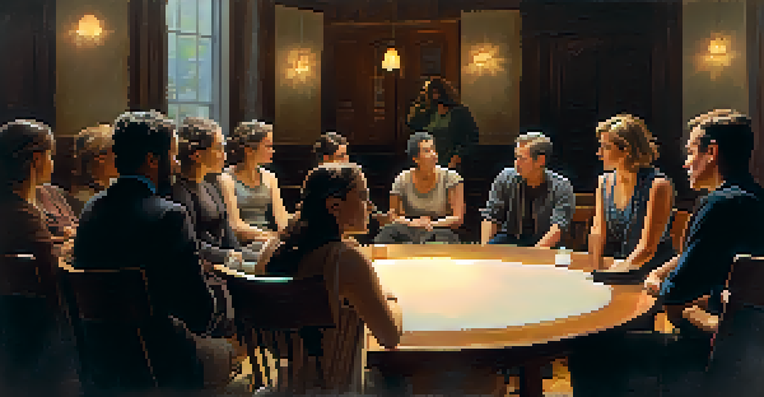 A group of actors in a warm, inviting rehearsal space, participating in a trust-building exercise, fostering a sense of community.