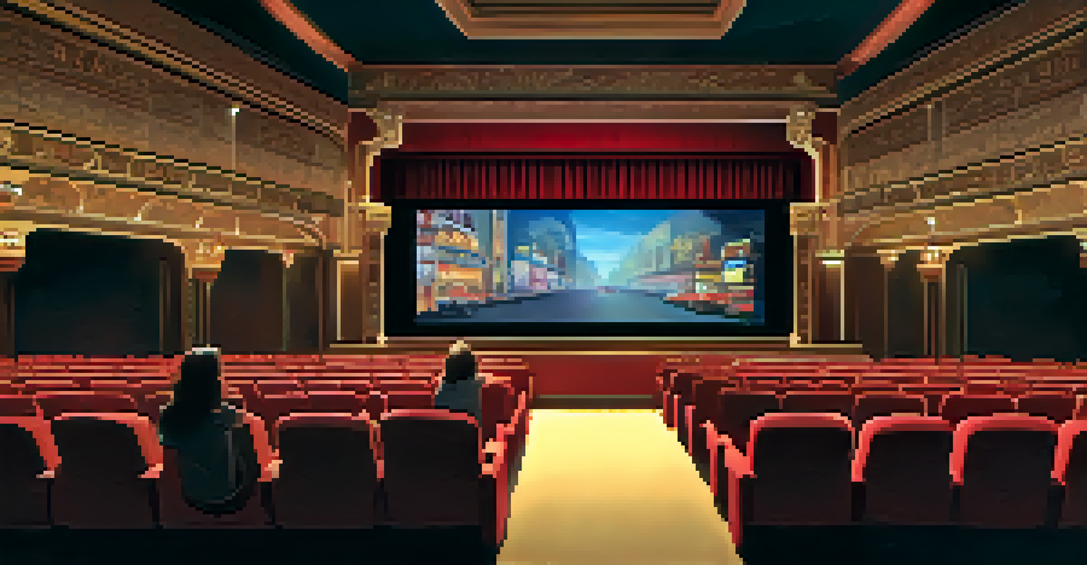 A comparison between a traditional movie theater and an interactive cinema experience, highlighting audience engagement.