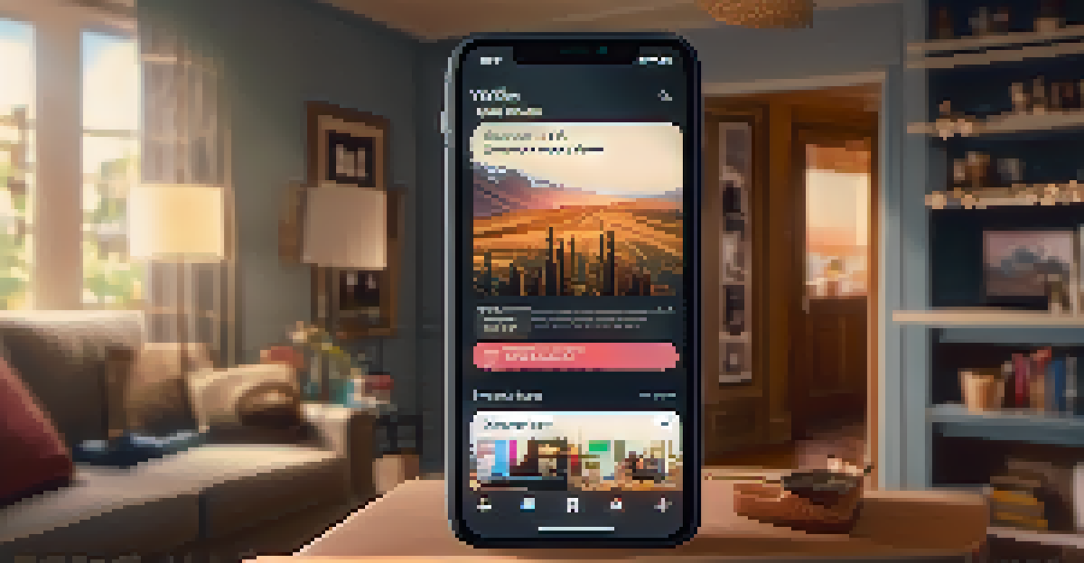 A cozy living room with a smartphone showing a film analysis video on TikTok, emphasizing new ways audiences engage with cinema.