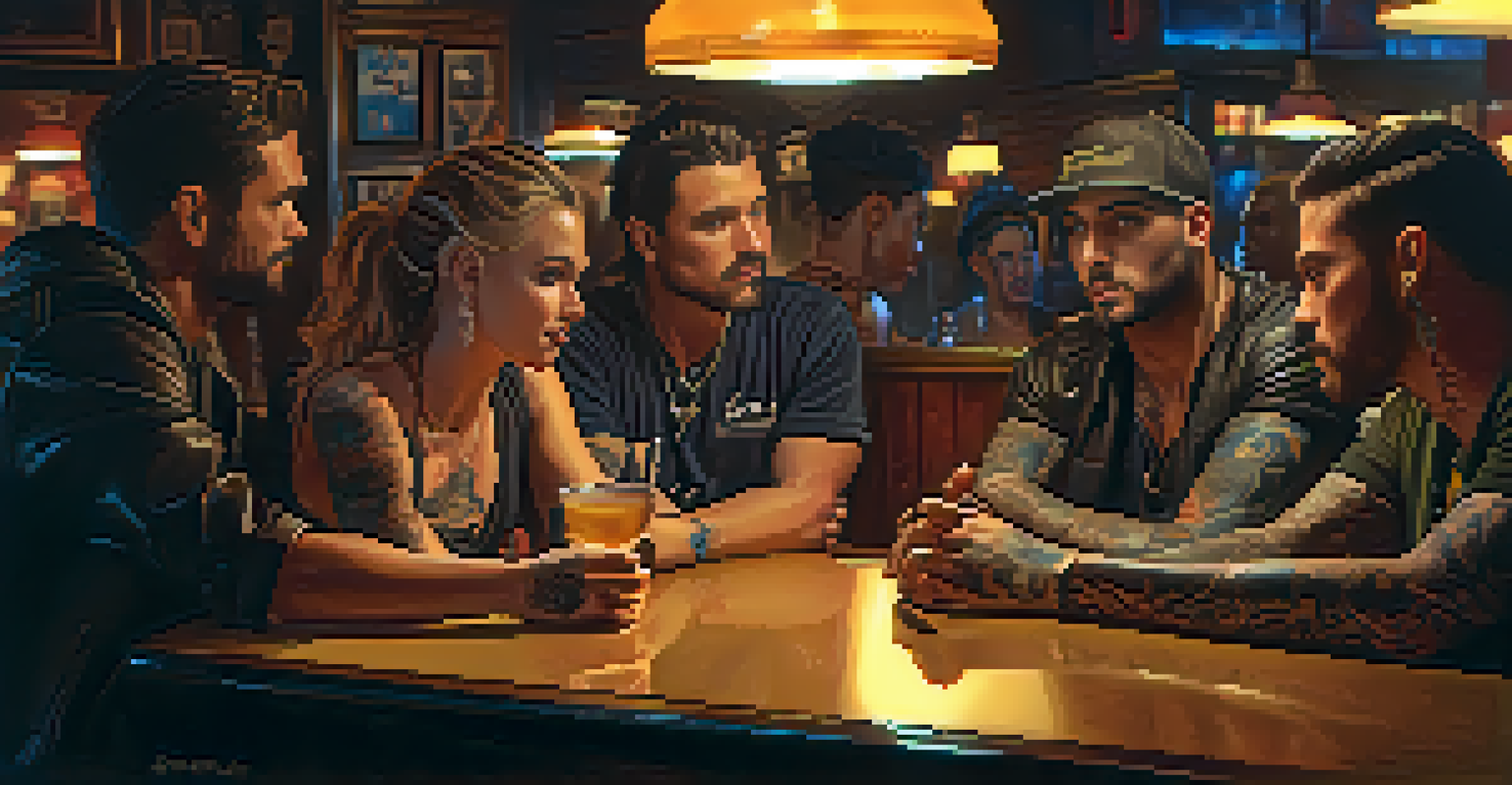 A group of diverse antiheroes sit around a table in a dimly lit bar, showcasing their unique traits and camaraderie.