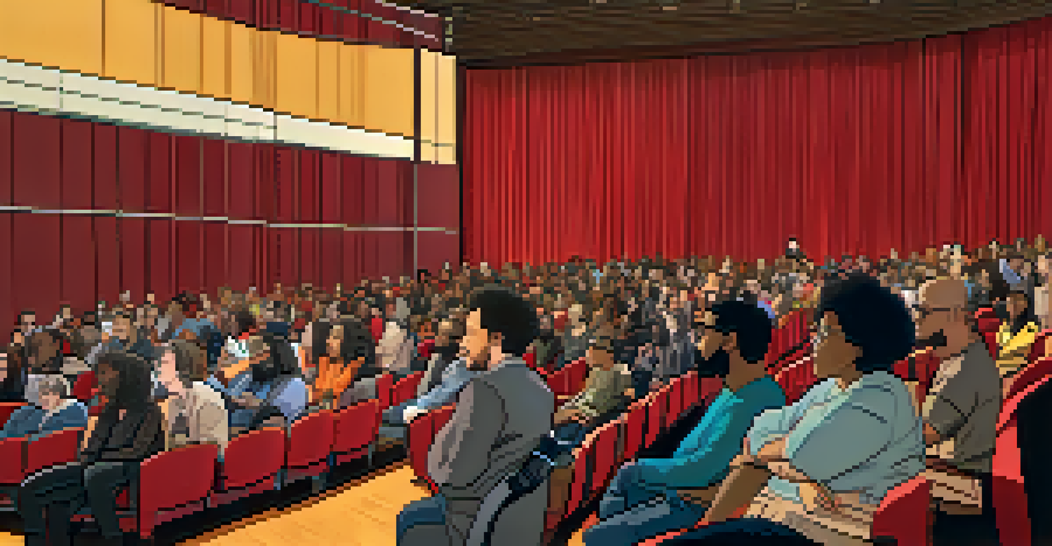 A panel discussion with filmmakers and activists at a documentary festival, engaging an audience in a well-lit auditorium.