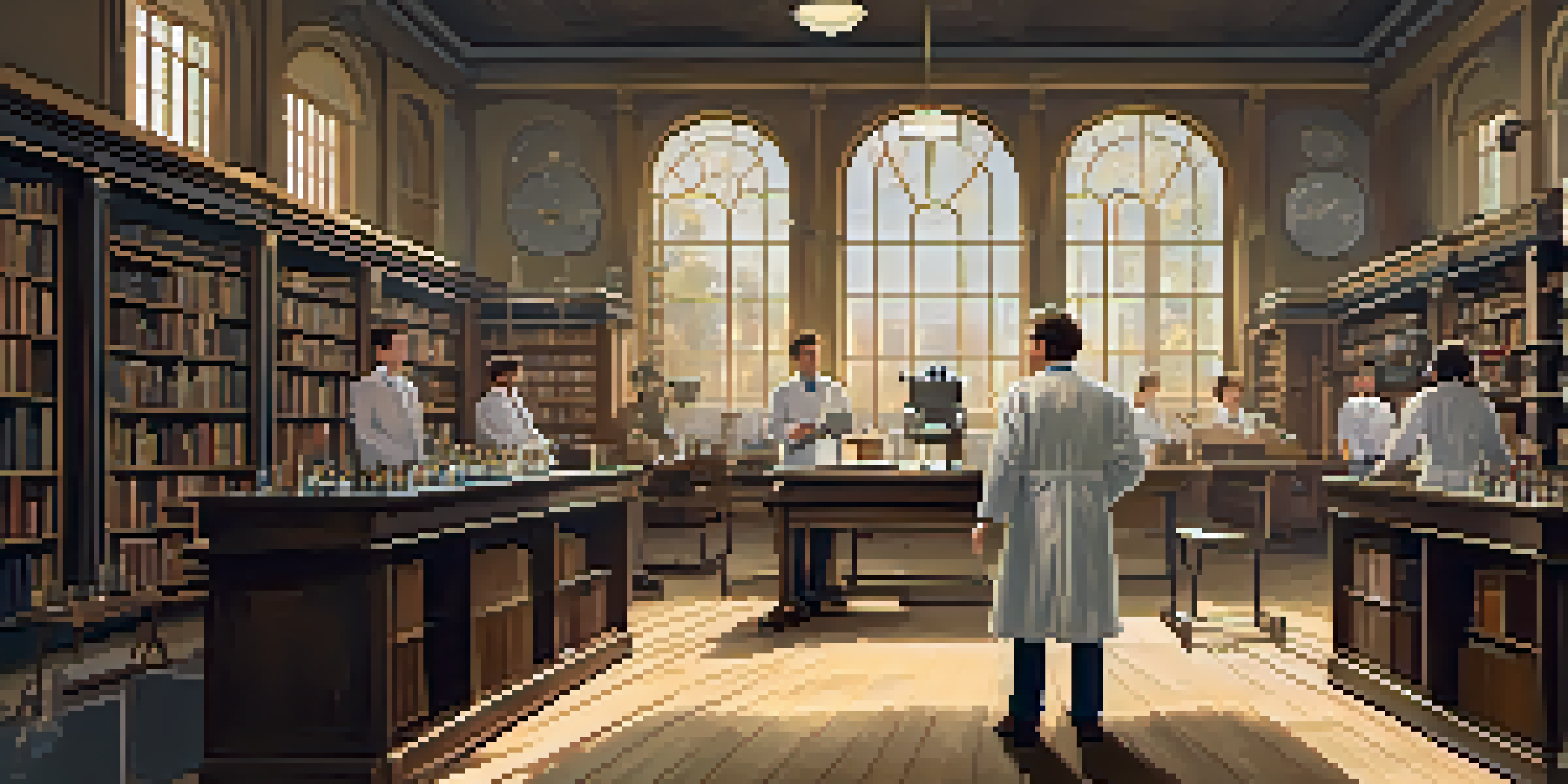 An actor in a vintage laboratory, portraying a famous scientist, engaged in an experiment with warm lighting and period-appropriate equipment.