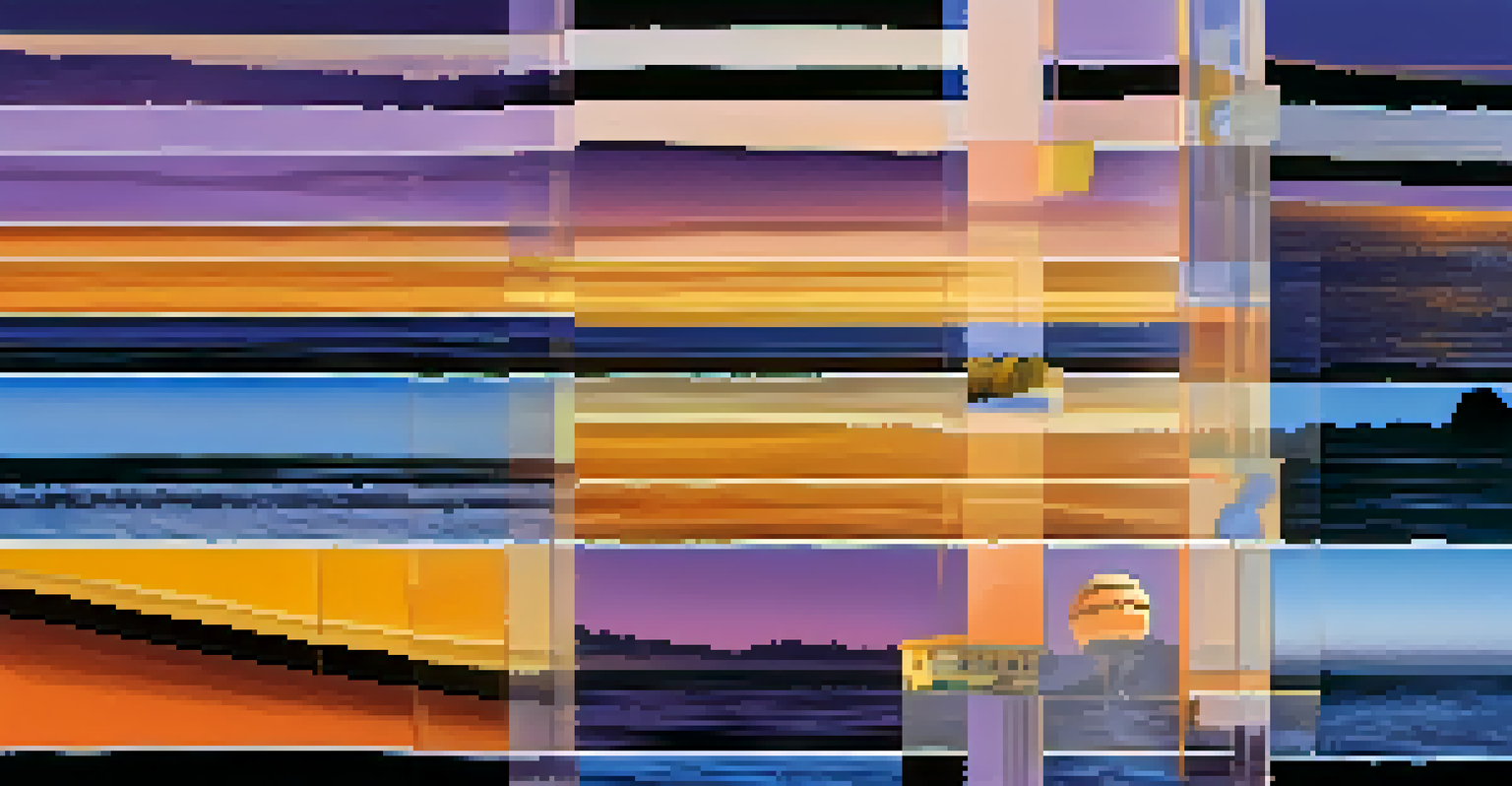 Artistic representation of film transitions with blended images and smooth color changes.