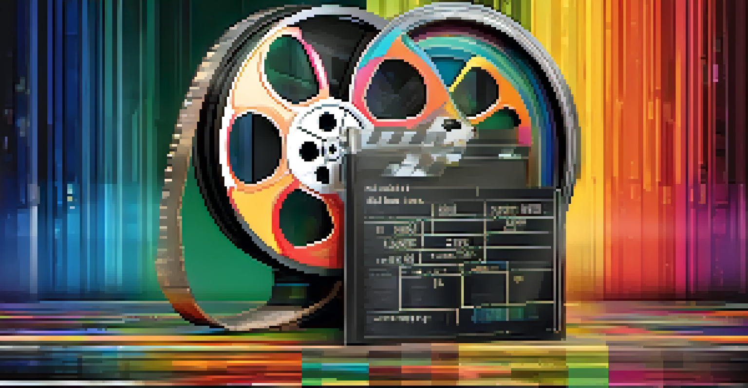 A film reel merging into a digital screen, illustrating the transition from analog to digital filmmaking.