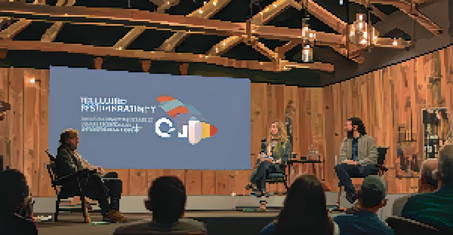 A panel discussion at the Telluride Film Festival, with filmmakers sharing insights in a cozy venue. The audience is engaged and attentive.