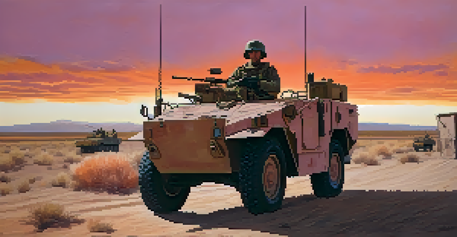 A soldier sitting alone on a military vehicle at sunset, reflecting the emotional toll of modern warfare.