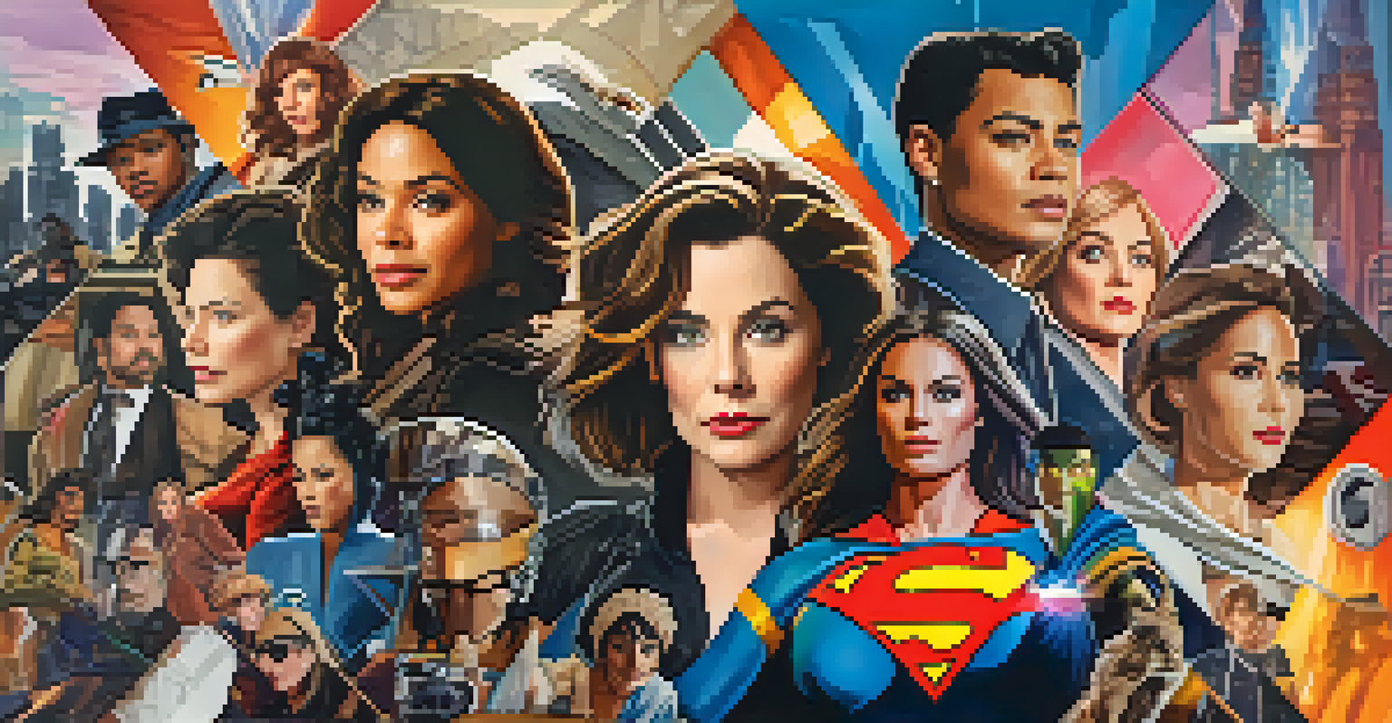 A collage of iconic female film characters in their unique settings, representing strength and diversity in cinema.