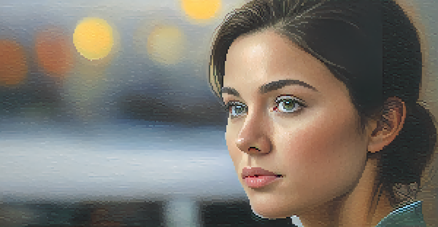 Close-up of a young woman expressing deep emotions during an interview, with soft lighting enhancing her features.