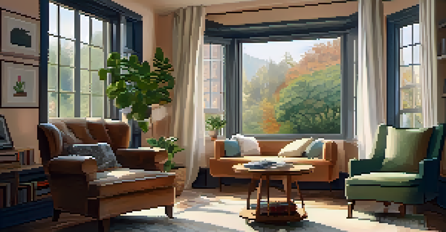A cozy reading corner with a comfortable chair, books, and plants, bathed in soft natural light from the window.