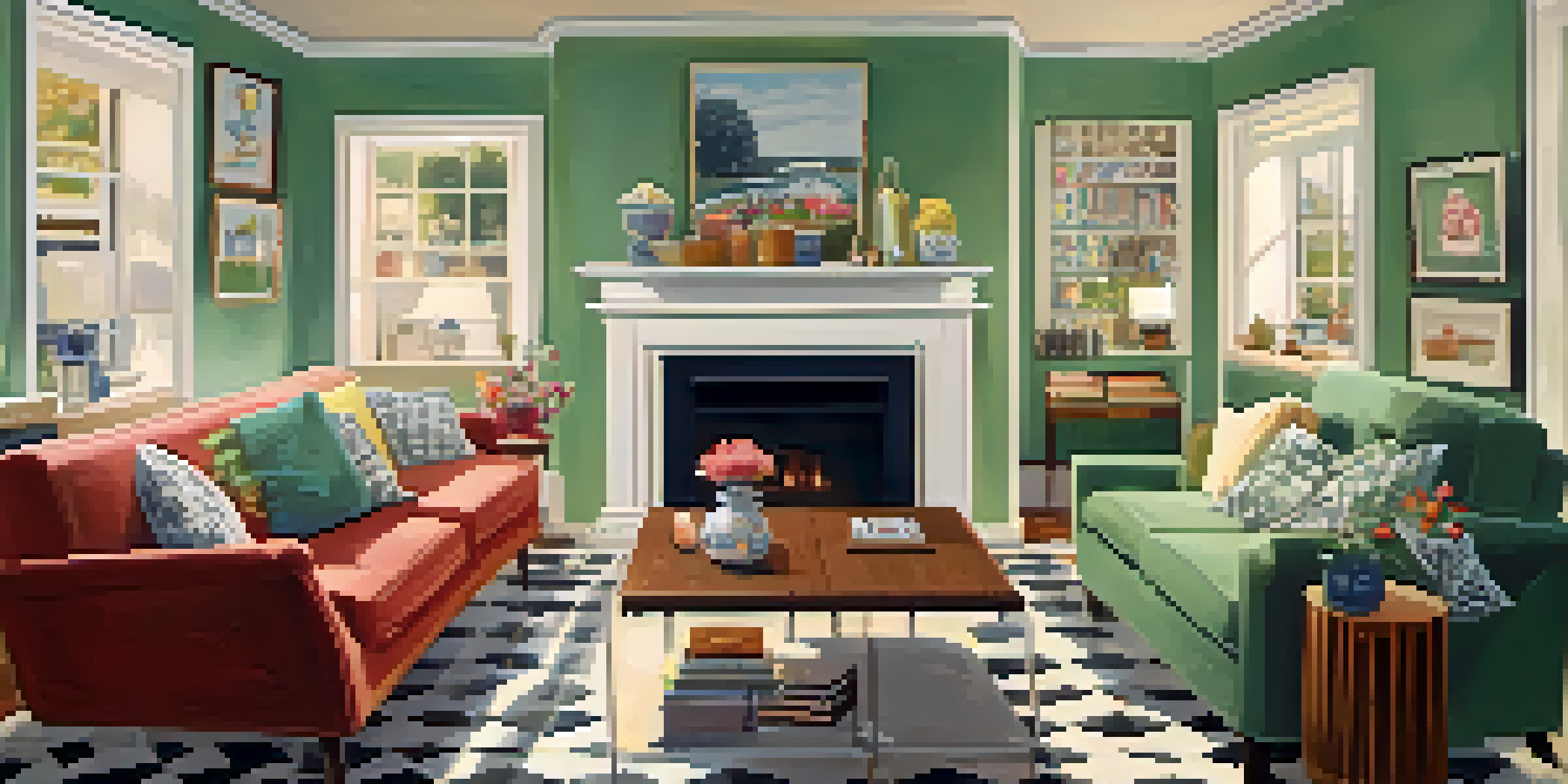 A 1950s living room with a family playing a board game, warm lighting, and vintage decor.