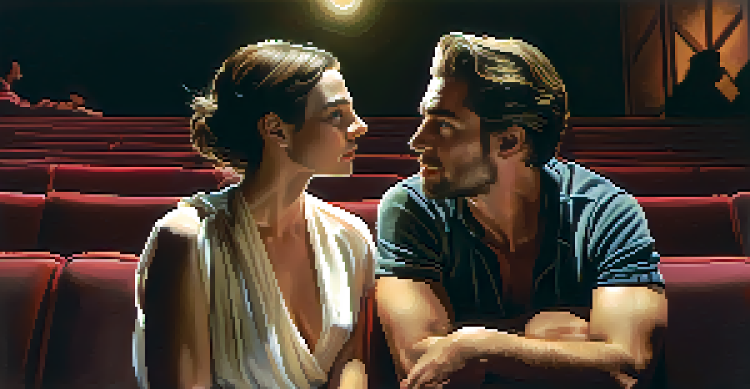 Close-up of two actors on stage, deeply engaged in a dramatic scene, capturing their intense emotions.