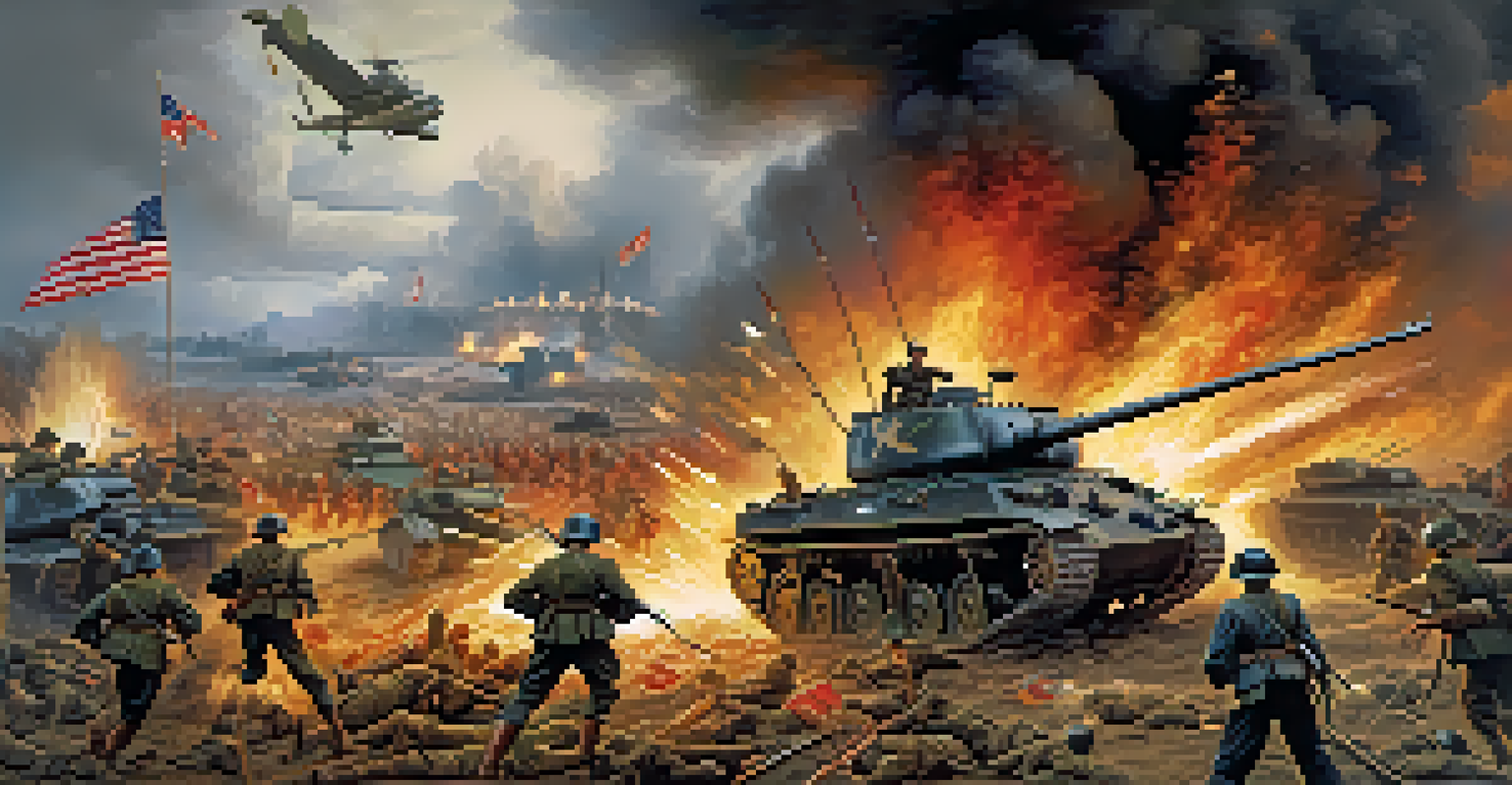 A detailed painting of soldiers in action during a historical battle, showcasing chaos and intensity.