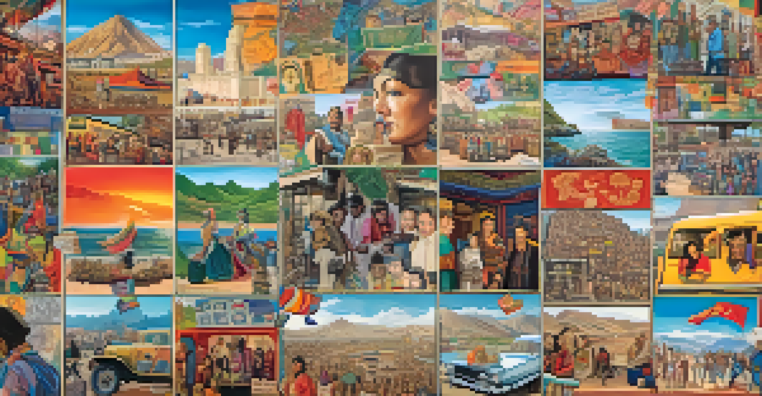 A vibrant collage of scenes from independent films showcasing global cultures, with a world map in the background.