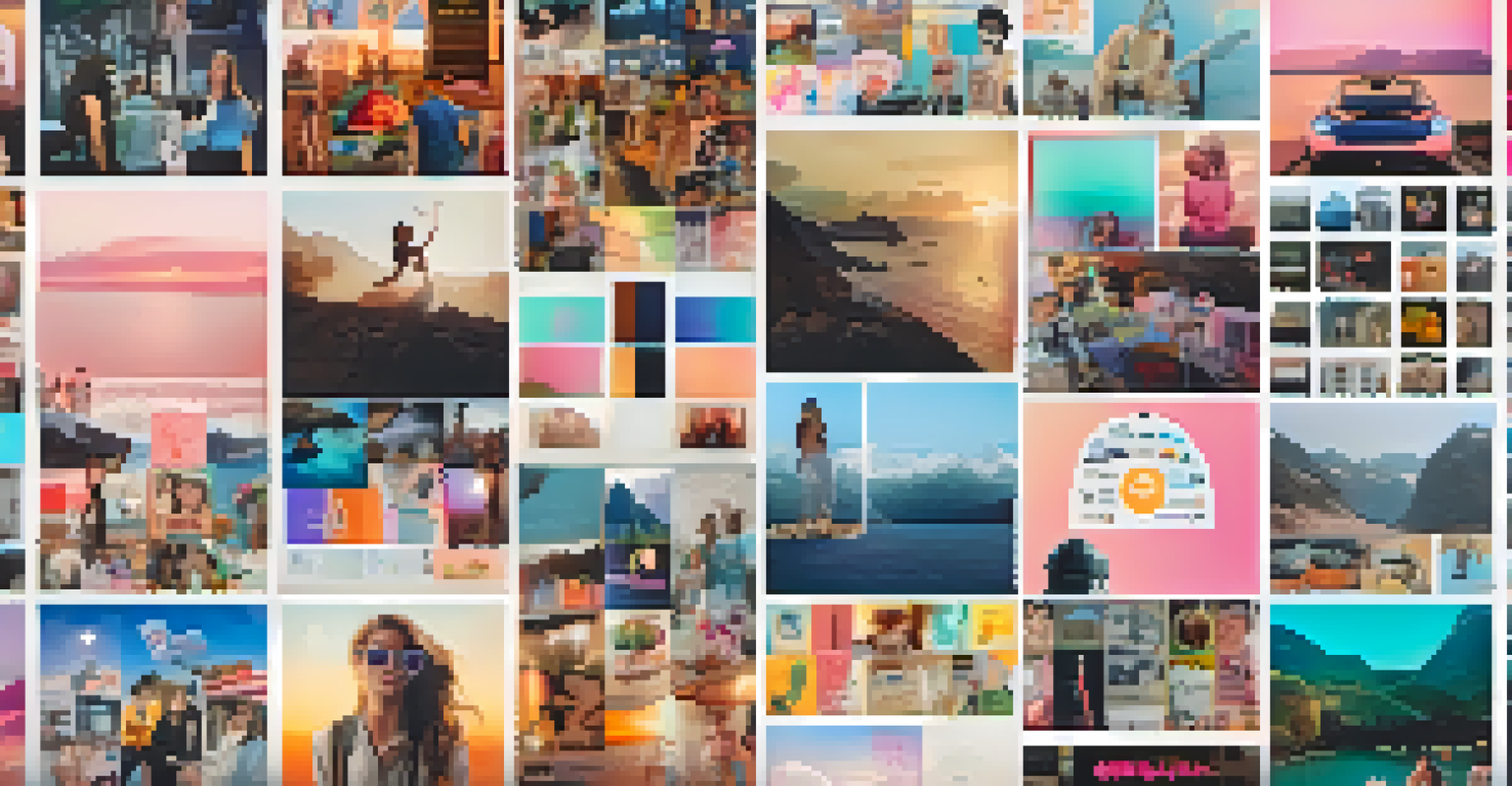 A collage of user-generated content on Instagram, displaying fan art and movie stills arranged in a colorful grid format.
