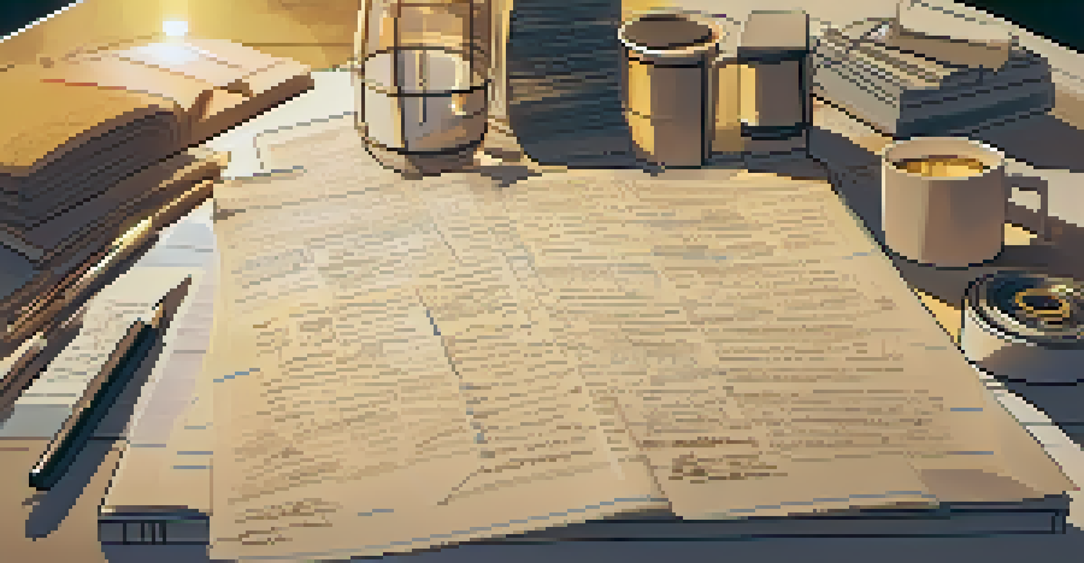 A film script and storyboard side by side, illustrating the transition from script to visuals.