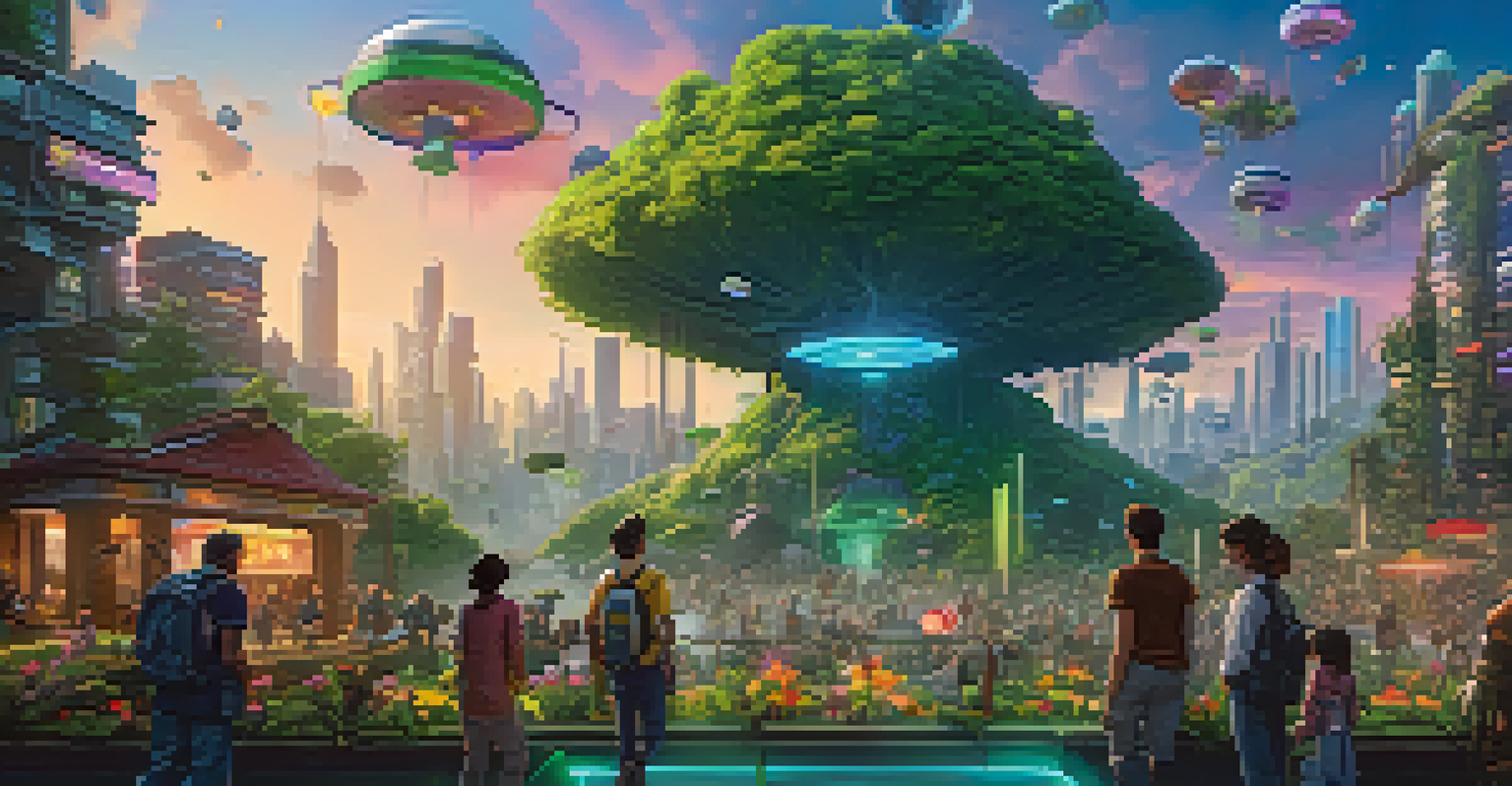 A character at the intersection of a lush forest and a futuristic city, holding a game controller, blending gaming and film.