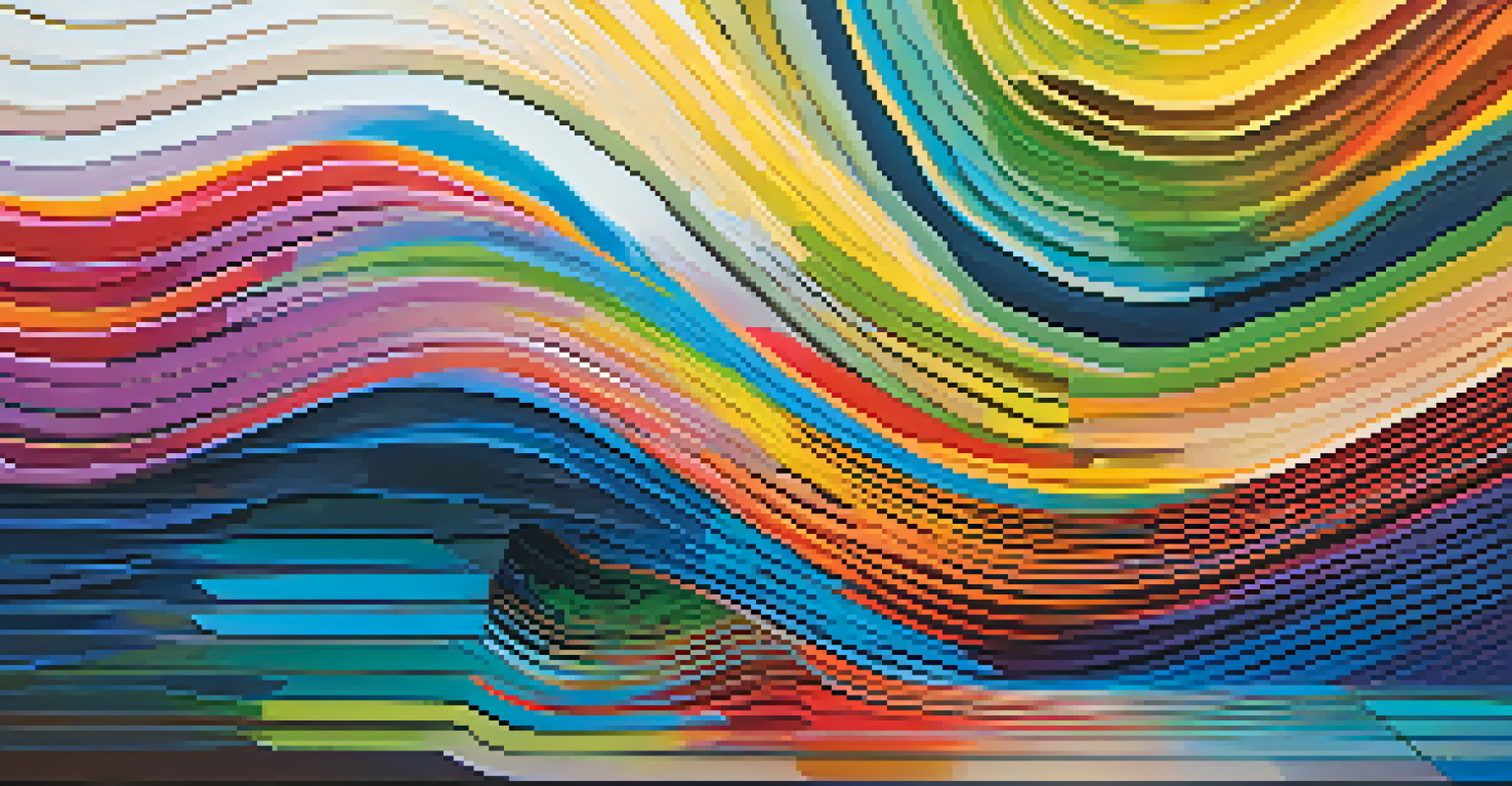 A colorful abstract illustration of sound waves representing the concept of sound design.
