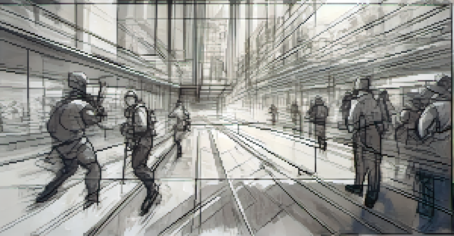 A close-up of a storyboard panel showing an action scene with sketches, movement arrows, and notes.