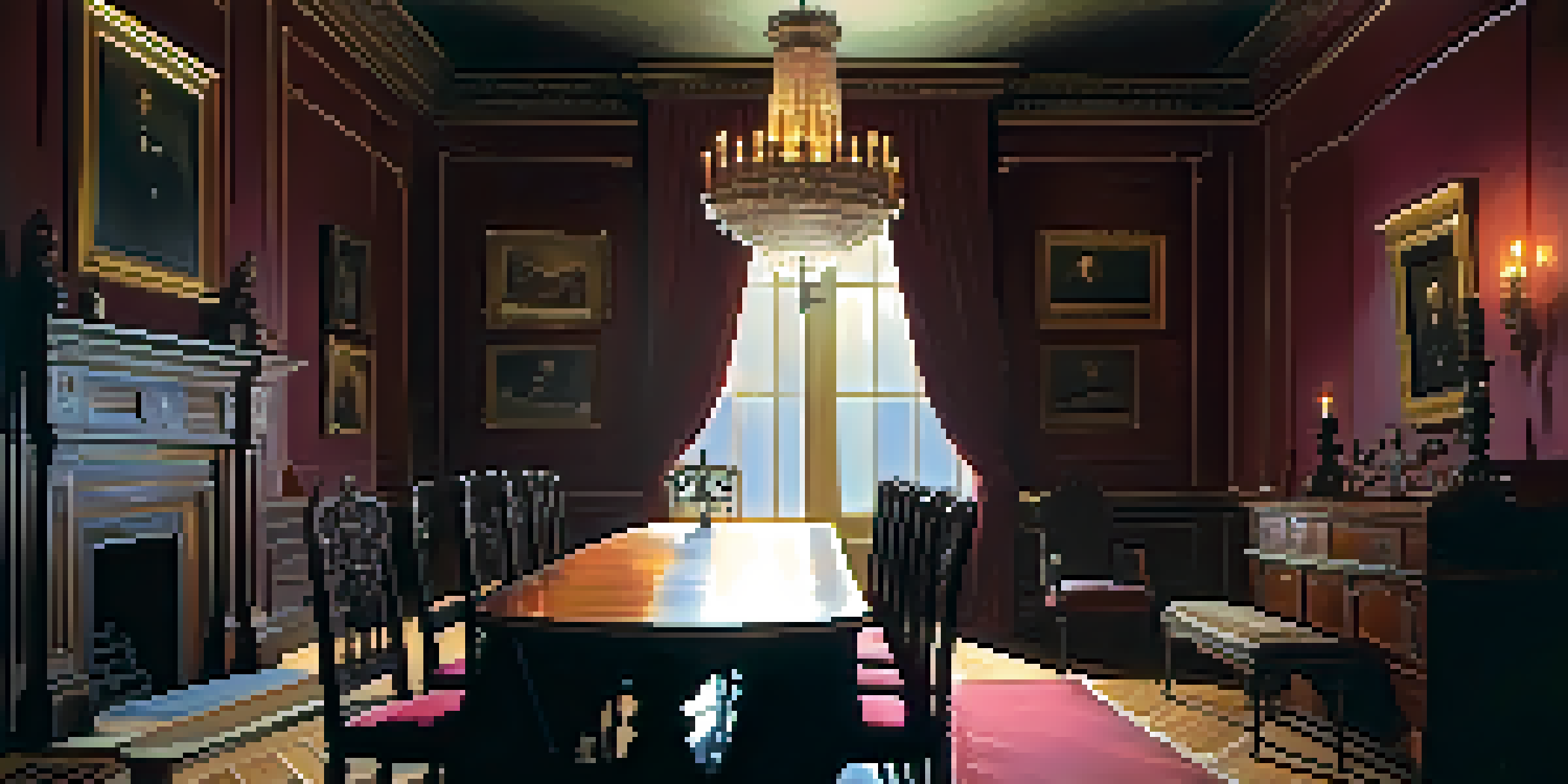 A Victorian-era room illuminated by flickering candlelight, featuring a ghostly figure in a mirror, creating an eerie and mysterious atmosphere.