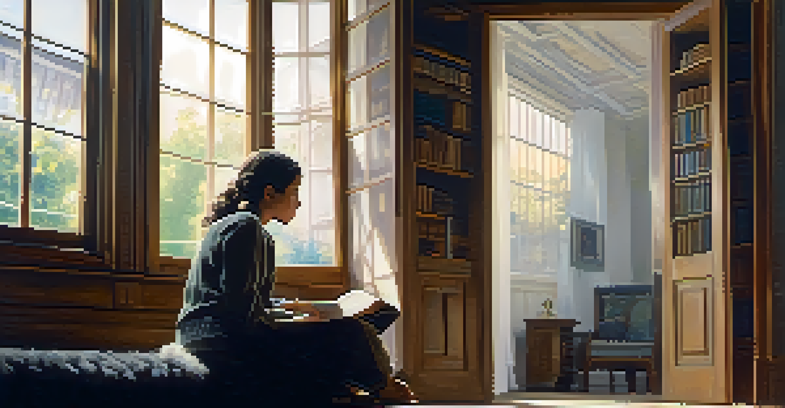 A quiet room where a character is in profile, experiencing a shocking revelation with soft natural lighting.