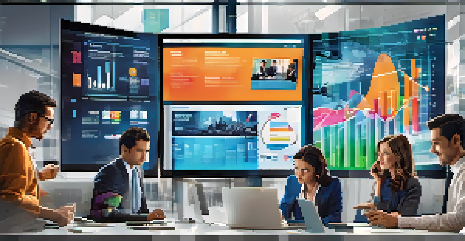 A marketing team analyzing social media trends for a film campaign in a modern office.