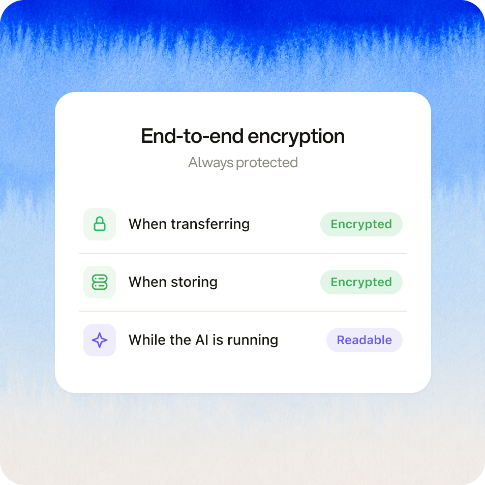 End-to-end encryption panel