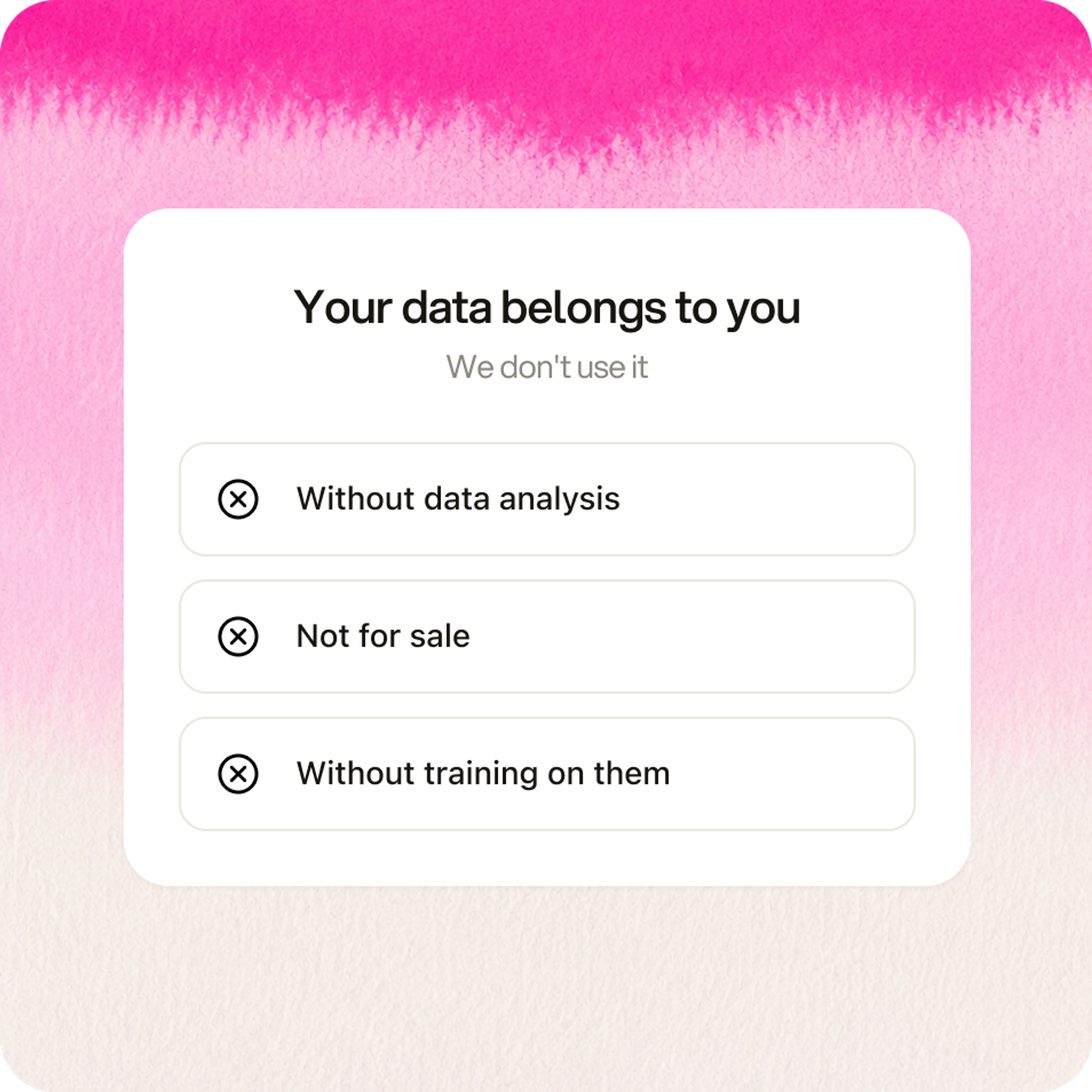 Your data belongs to you panel