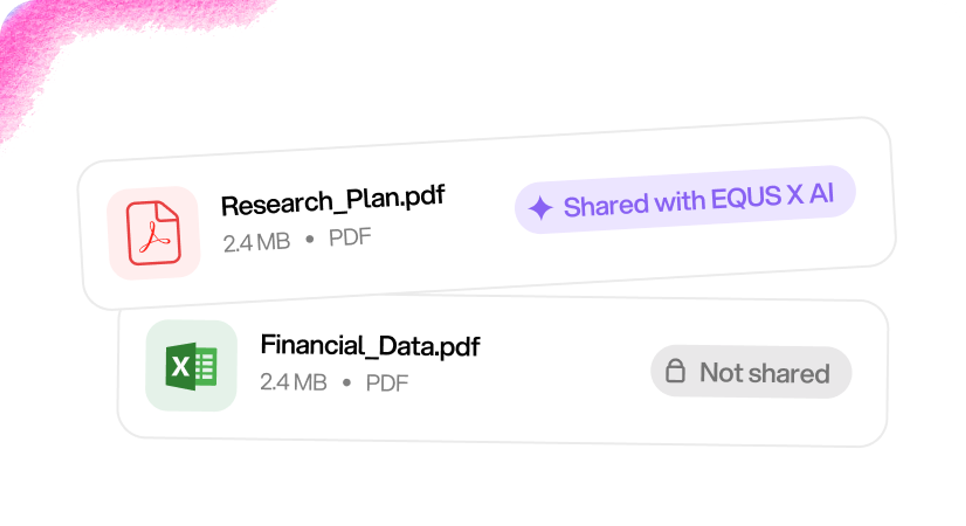 Files marked as shared or not shared with EQUS X AI