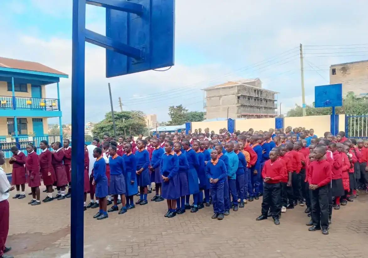 Students gathered for a school assembly.