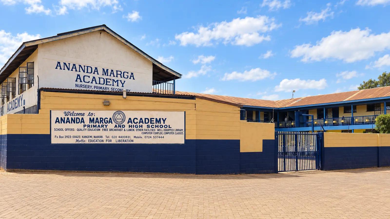 The full Ananda Marga Academy school entrance and courtyard