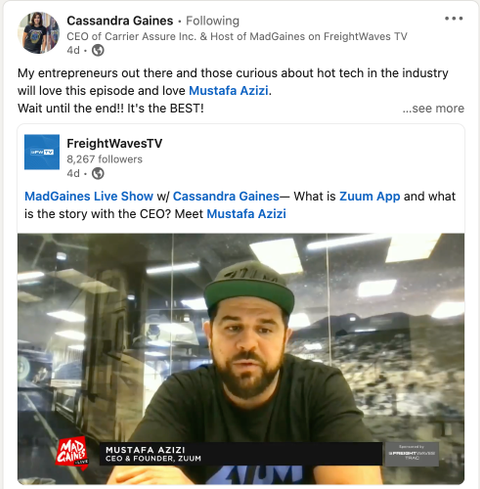 Cassandra Gaines Influencer post