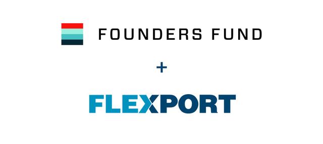 Logos of Founders Fund and Flexport stacked above and below a plus sign