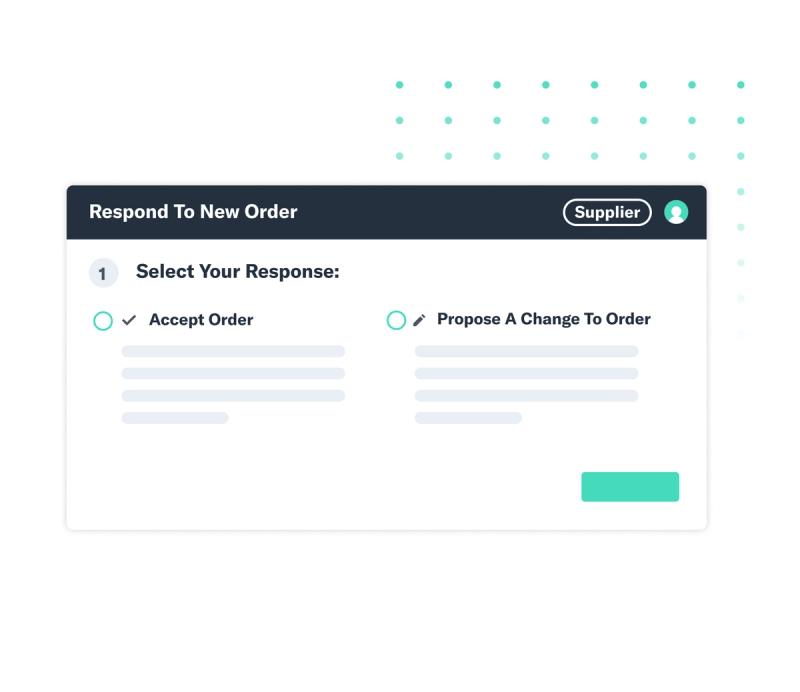 UI illustration of a Respond To New Order card with options to accept or propose a change