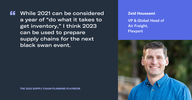 Quote card from Zeid Houssami, Flexport VP of Air Freight, in the 2023 Supply Chain Playbook