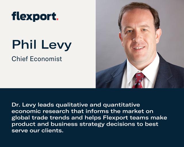 Flexport Chief Economist Phil Levy headshot card with bio describing his economic research on global trade trends