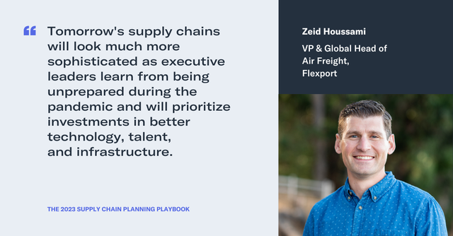 Flexport quote card: Zeid Houssami, VP & Global Head of Air Freight, on sophisticated supply chains