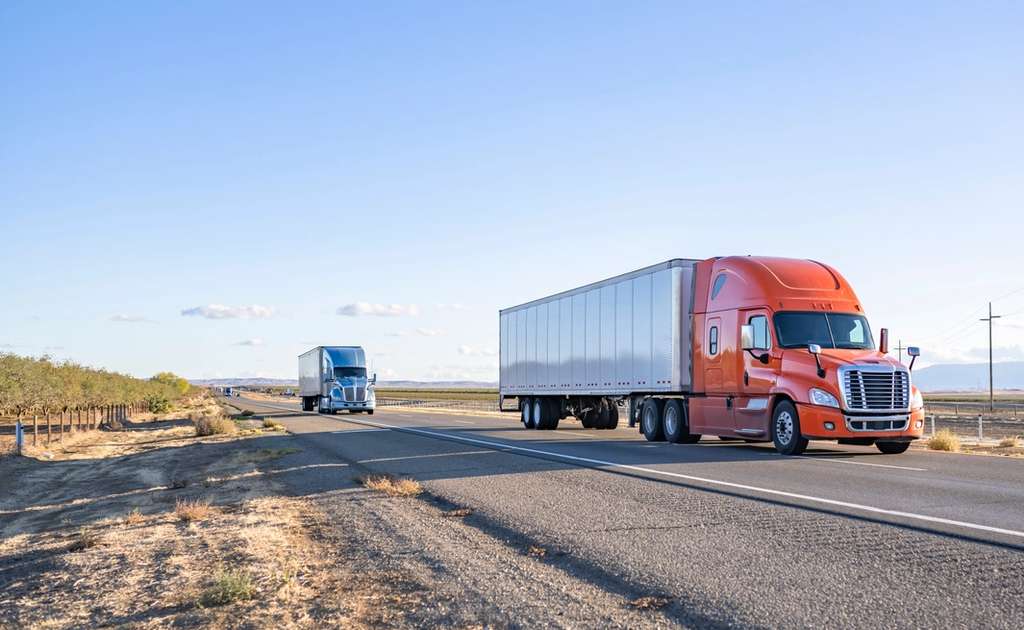 semi-truck driving on the road