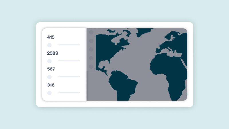 Flexport tools panel with a world map and a list of shipment reference numbers