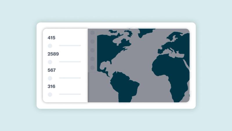 Flexport tools panel with a world map and a list of shipment reference numbers