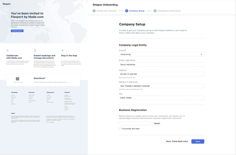 Onboarding your shippers, made simpler.