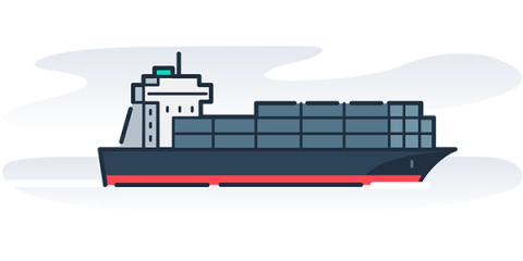 A container ship fully loaded with stacked shipping containers.