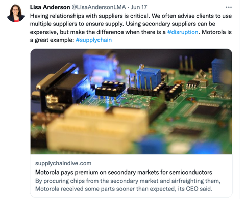Lisa Anderson Tweet - 53 Supply Chain Influencers Blog
