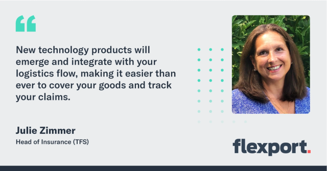 Flexport slide "How to start greening your supply chain" with a four-step sustainability timeline