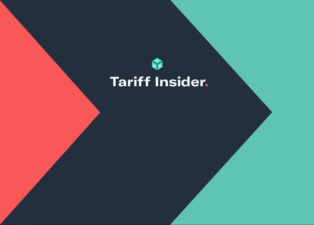 "Tariff Insider" title graphic with a cube of currency symbols on navy, coral, and teal arrow shapes