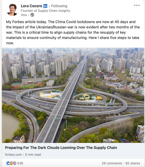 Lora Cecere - 53 Supply Chain Influencers Blog