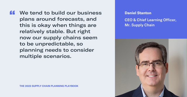 Quote card with headshot of Daniel Stanton, CEO and Chief Learning Officer of Mr. Supply Chain
