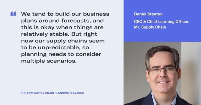 Quote card with headshot of Daniel Stanton, CEO and Chief Learning Officer of Mr. Supply Chain