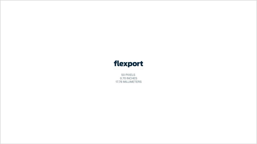 Flexport logo with text displaying 0.70 inches and 17.78 millimeters.