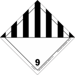 Class 9 miscellaneous dangerous goods hazard placard with black-and-white vertical stripes